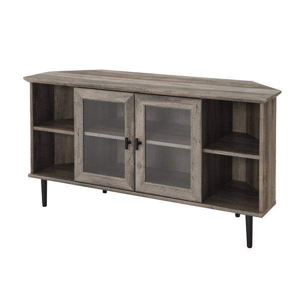 W48CLCR2DGW - walker edison 48 simple glass door corner tv console w48clcr2dro w48clcr2dgw w48clcr2ddw