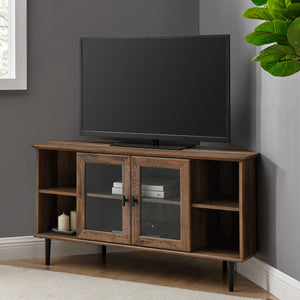 W48CLCR2DRO - walker edison 48 simple glass door corner tv console w48clcr2dro w48clcr2dgw w48clcr2ddw