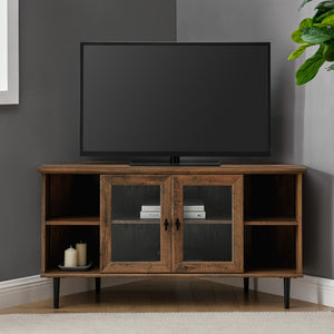 W48CLCR2DRO - walker edison 48 simple glass door corner tv console w48clcr2dro w48clcr2dgw w48clcr2ddw