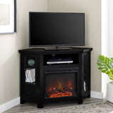 Walker Edison 48" Corner Fireplace TV Stand Black
