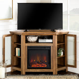 Walker Edison 48" Corner Fireplace TV Stand Rustic Oak
