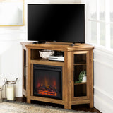 Walker Edison 48" Corner Fireplace TV Stand Rustic Oak