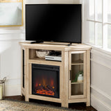Walker Edison 48" Corner Fireplace TV Stand White Oak