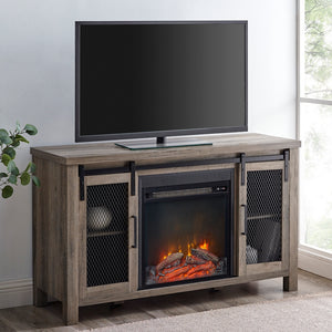 W48FPSMDGW - walker edison 48 rustic farmhouse fireplace tv stand w48fpsmdro w48fpsmdgw w48fpsmddw