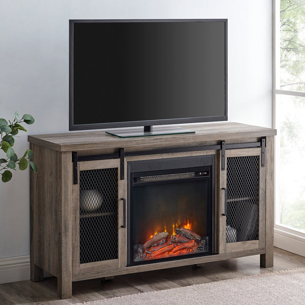 W48FPSMDGW - walker edison 48 rustic farmhouse fireplace tv stand w48fpsmdro w48fpsmdgw w48fpsmddw