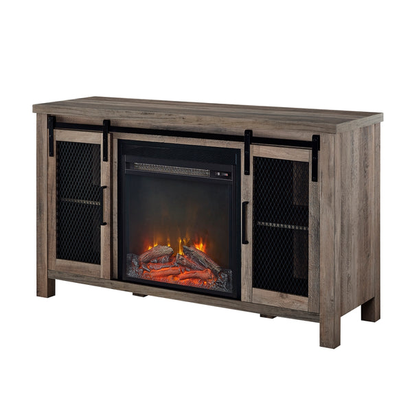 W48FPSMDGW - walker edison 48 rustic farmhouse fireplace tv stand w48fpsmdro w48fpsmdgw w48fpsmddw