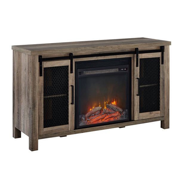 W48FPSMDGW - walker edison 48 rustic farmhouse fireplace tv stand w48fpsmdro w48fpsmdgw w48fpsmddw