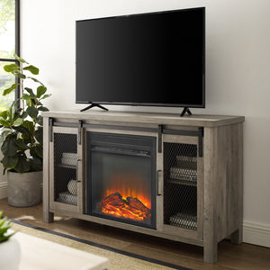 walker edison 48 rustic farmhouse fireplace tv stand w48fpsmdro w48fpsmdgw w48fpsmddw
