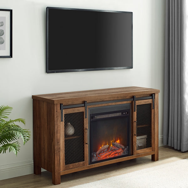 W48FPSMDRO - walker edison 48 rustic farmhouse fireplace tv stand w48fpsmdro w48fpsmdgw w48fpsmddw