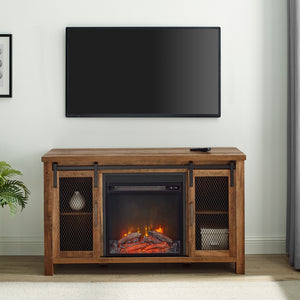 W48FPSMDRO - walker edison 48 rustic farmhouse fireplace tv stand w48fpsmdro w48fpsmdgw w48fpsmddw