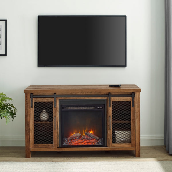W48FPSMDRO - walker edison 48 rustic farmhouse fireplace tv stand w48fpsmdro w48fpsmdgw w48fpsmddw