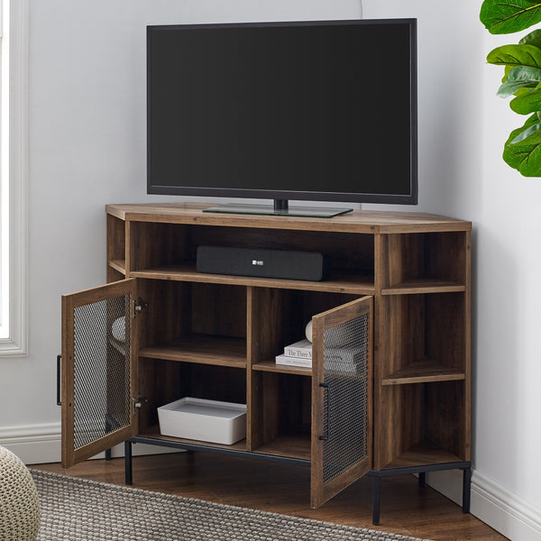 W48MVCRRO - 48" Mesh Door Corner TV Console - Reclaimed Barnwood Reclaimed Barnwood