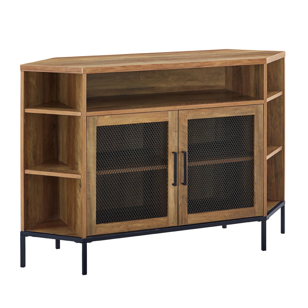 48" Mesh Door Corner TV Console - Reclaimed Barnwood Reclaimed Barnwood