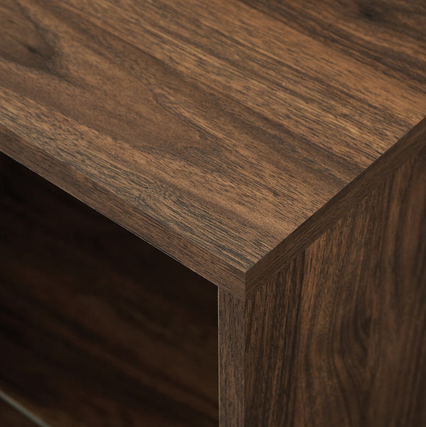 48" 2 Door Glass Shelf Corner TV Console - Dark Walnut