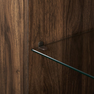 48" 2 Door Glass Shelf Corner TV Console - Dark Walnut