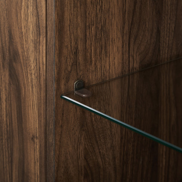 48" 2 Door Glass Shelf Corner TV Console - Dark Walnut