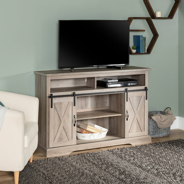 52" Modern Farmhouse TV Stand Grey Wash