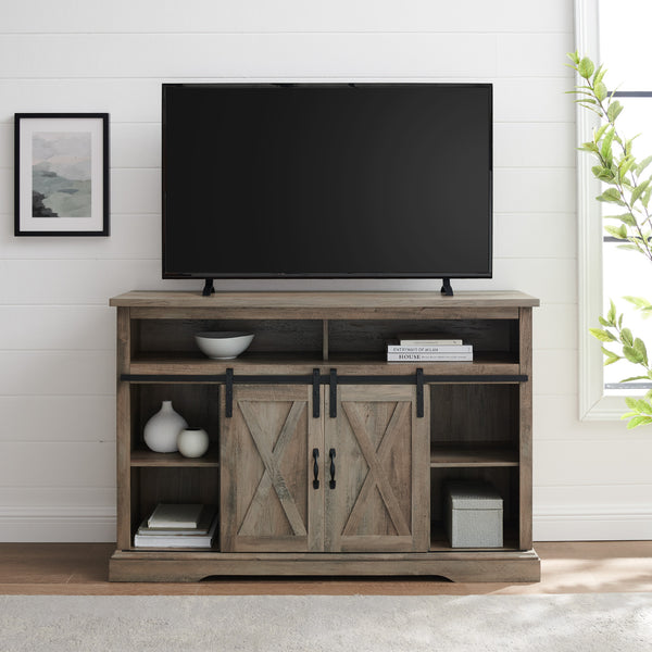W52HBSBDGW - 52" Modern Farmhouse TV Stand Grey Wash