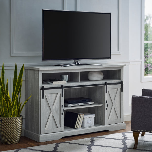 52" Modern Farmhouse TV Stand Stone Grey