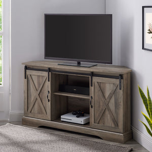 W52SBDCRGW - 52" Sliding Barn Door Corner TV Stand