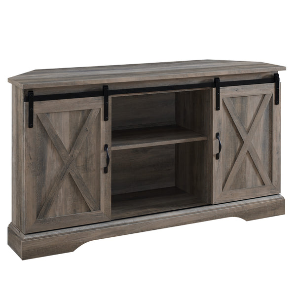 W52SBDCRGW - 52" Sliding Barn Door Corner TV Stand