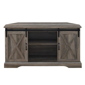 W52SBDCRGW - 52" Sliding Barn Door Corner TV Stand