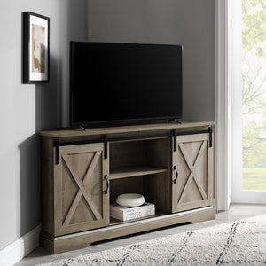 52" Sliding Barn Door Corner TV Stand