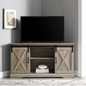 52" Sliding Barn Door Corner TV Stand