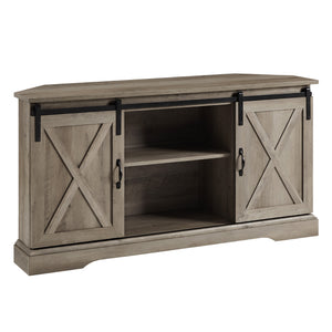 52" Sliding Barn Door Corner TV Stand