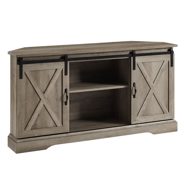 52" Sliding Barn Door Corner TV Stand