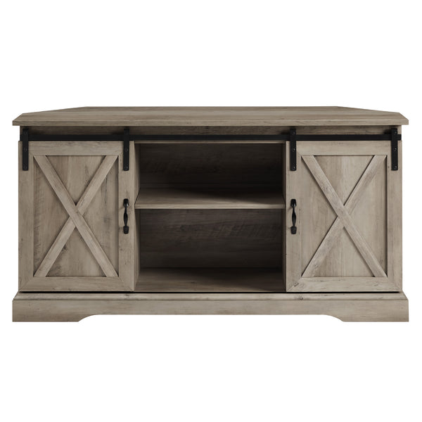 52" Sliding Barn Door Corner TV Stand