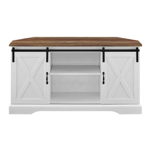 W52SBDCRROSW - 52" Sliding Barn Door Corner TV Stand