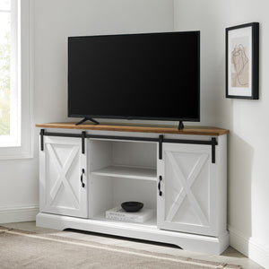 52" Sliding Barn Door Corner TV Stand