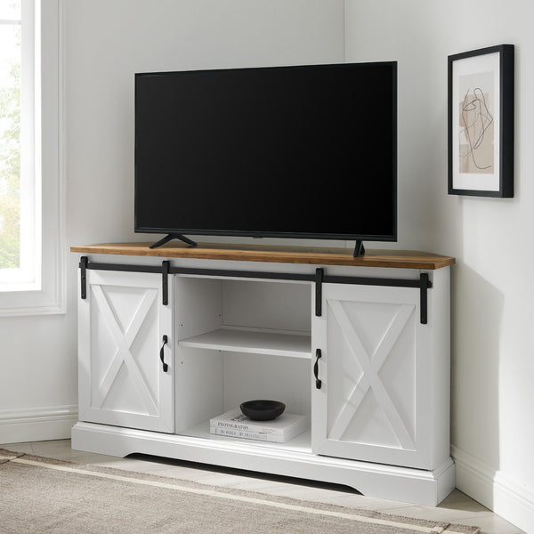52" Sliding Barn Door Corner TV Stand