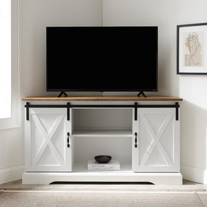 52" Sliding Barn Door Corner TV Stand