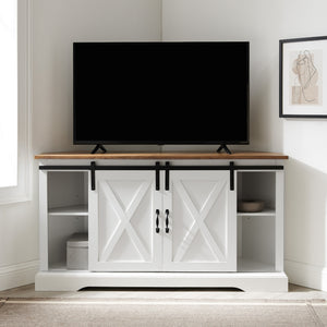 52" Sliding Barn Door Corner TV Stand