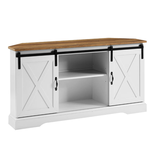 52" Sliding Barn Door Corner TV Stand
