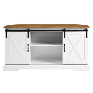 52" Sliding Barn Door Corner TV Stand