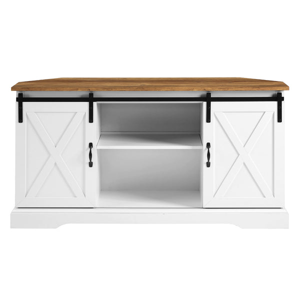 52" Sliding Barn Door Corner TV Stand
