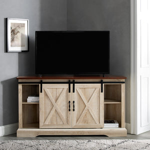 52" Sliding Barn Door Corner TV Stand