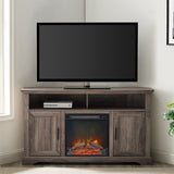 Walker Edison Coastal Grooved Door Fireplace Corner TV Stand for TVs up to 60” XIIXRZ W54FPCMCR2DGW