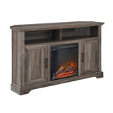 Coastal Grooved Door Fireplace Corner TV Stand for TVs up to 60”