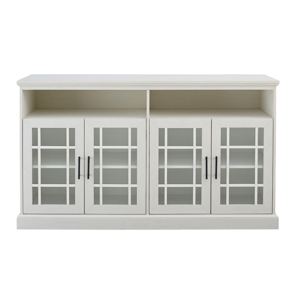 Walker Edison Classic Windowpane Glass Door Tall TV Stand for TVs up to 65” XIIXR W584DHDHBBRW