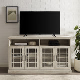 58" Classic Glass Door TV Console - White Oak