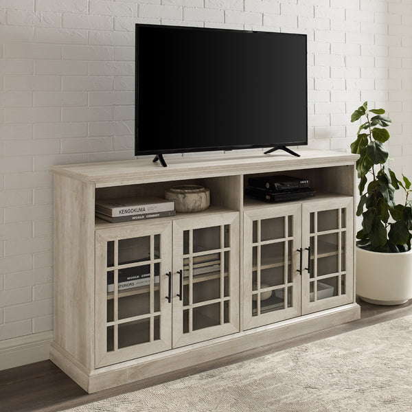 58" Classic Glass Door TV Console - White Oak