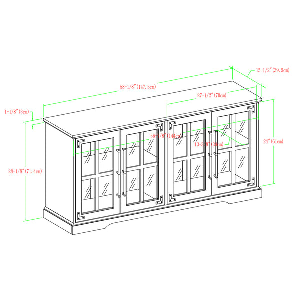  58" 4 Glass Door TV Stand Console