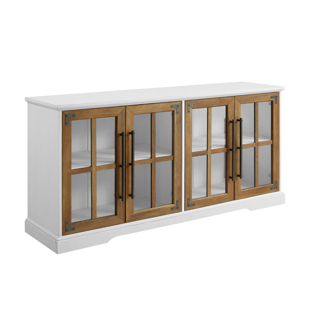 Pacific Stackable Sliding Glass Doors Cabinet Antique White