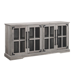 58" Farmhouse 4-Door TV Console Grey Wash