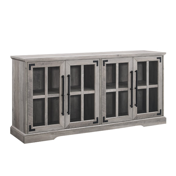 58" Farmhouse 4-Door TV Console Grey Wash