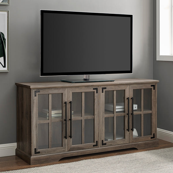 W58ABG4DGW - 58" Farmhouse 4-Door TV Console Grey Wash